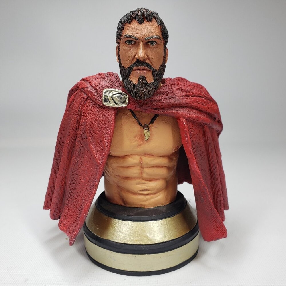 NECA 300 King Leonidas Spartan Cloak Bare Headed Resin Mini Bust 6 Inch